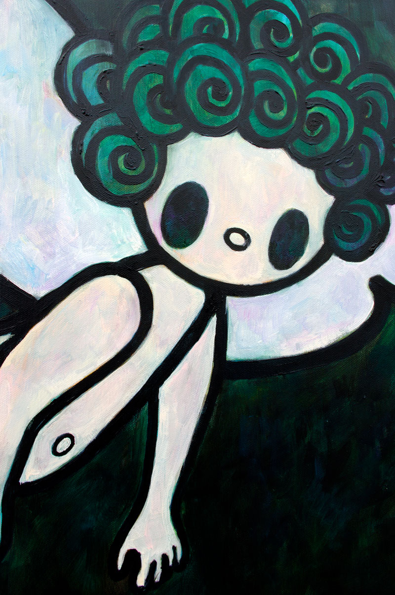 ANGEL GREEN OIL PAINTING 120x100cm
